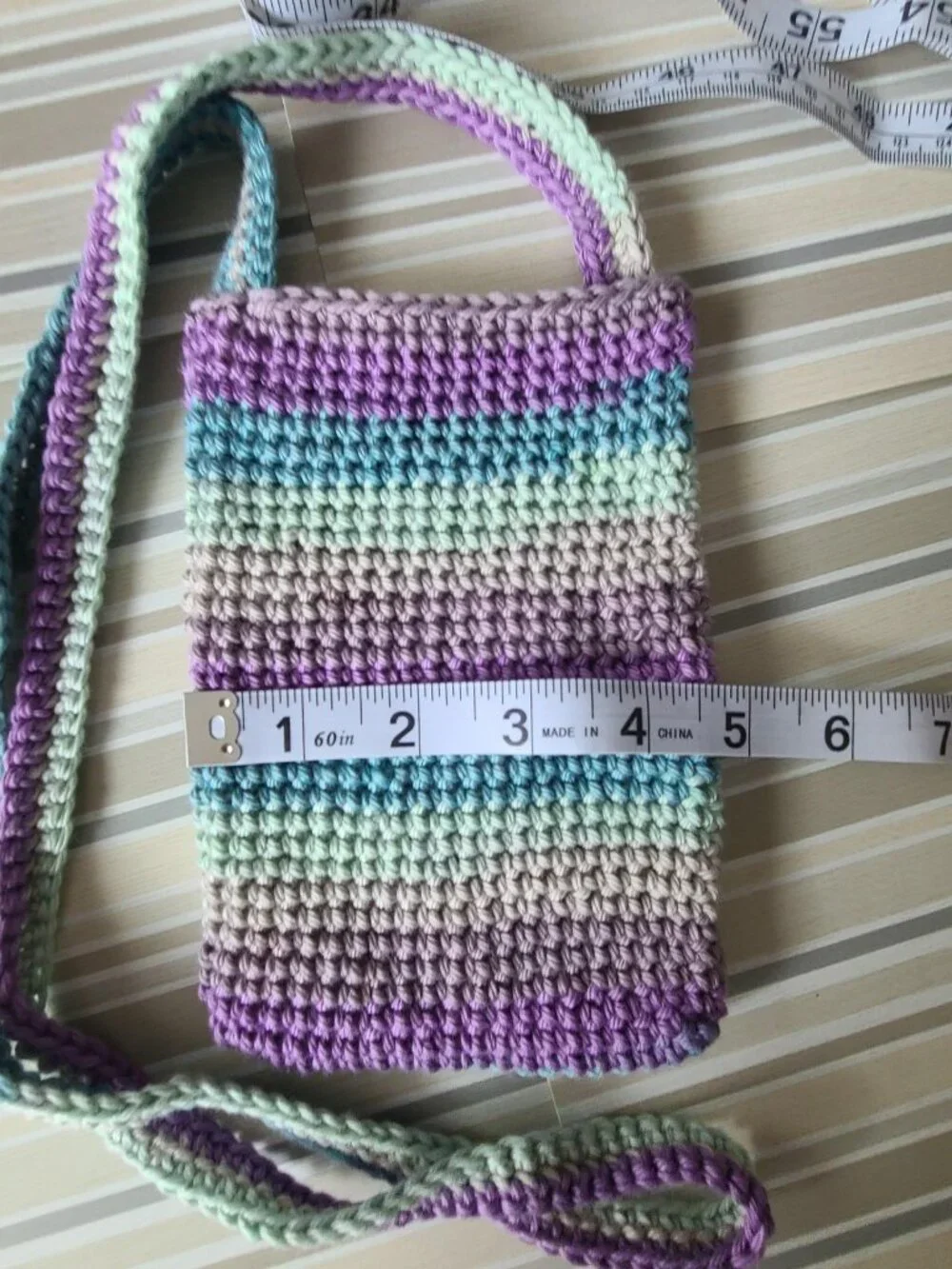 Handmade Hand Crochet Cell Phone Case Holder Crossbody Bag, New